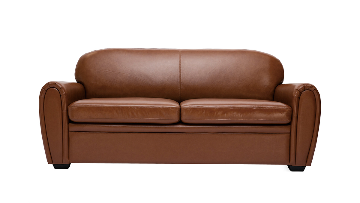 Sofá cama 3 plazas de piel marrón CLUB